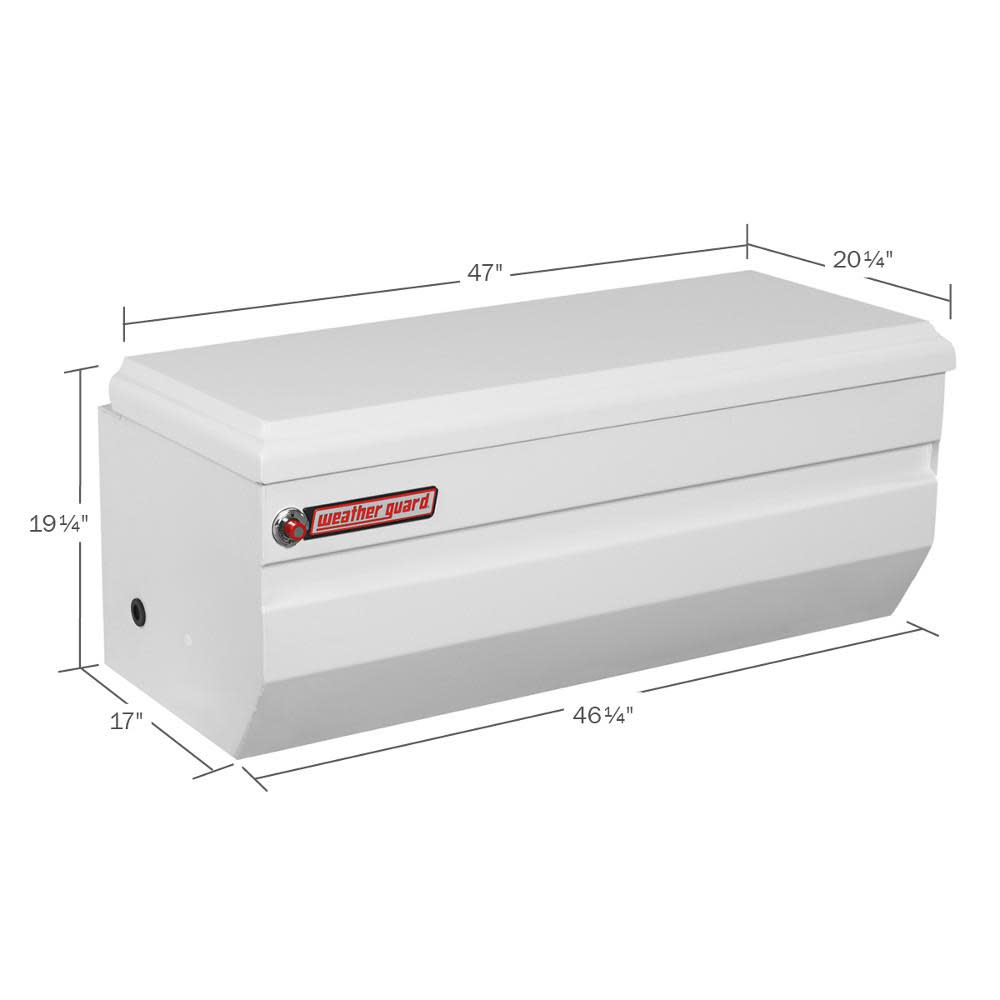 47-in x 20.25-in x 19.25-in White Steel Universal Truck Tool Box ;