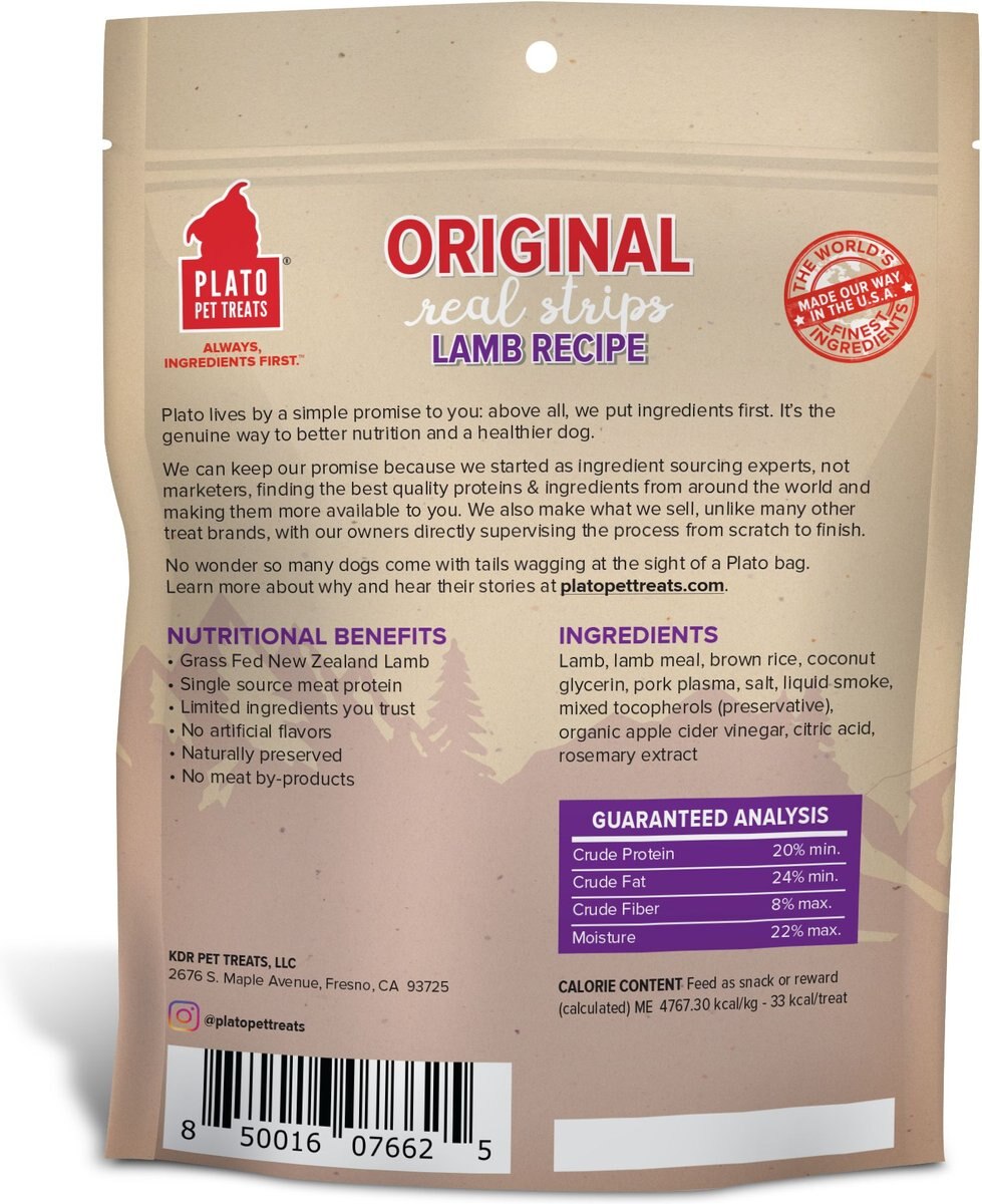 Plato Original Real Strips Lamb Dog Treat