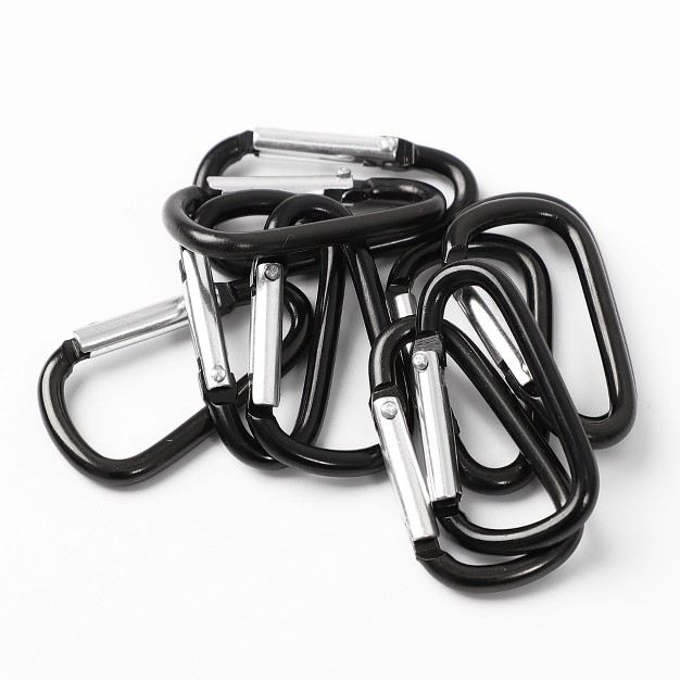 Unique Bargains Camping Hiking Aluminum Alloy Portable Carabiner Hook Lock Black 10 Pcs