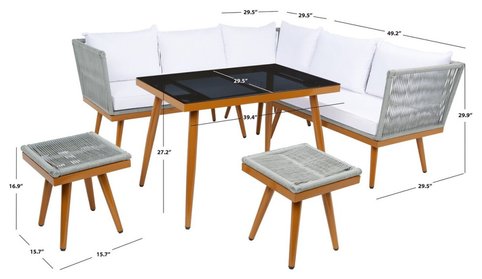 Safavieh Romlin Outdoor Dining Set   Beach Style   Outdoor Dining Sets   by Safavieh  Houzz