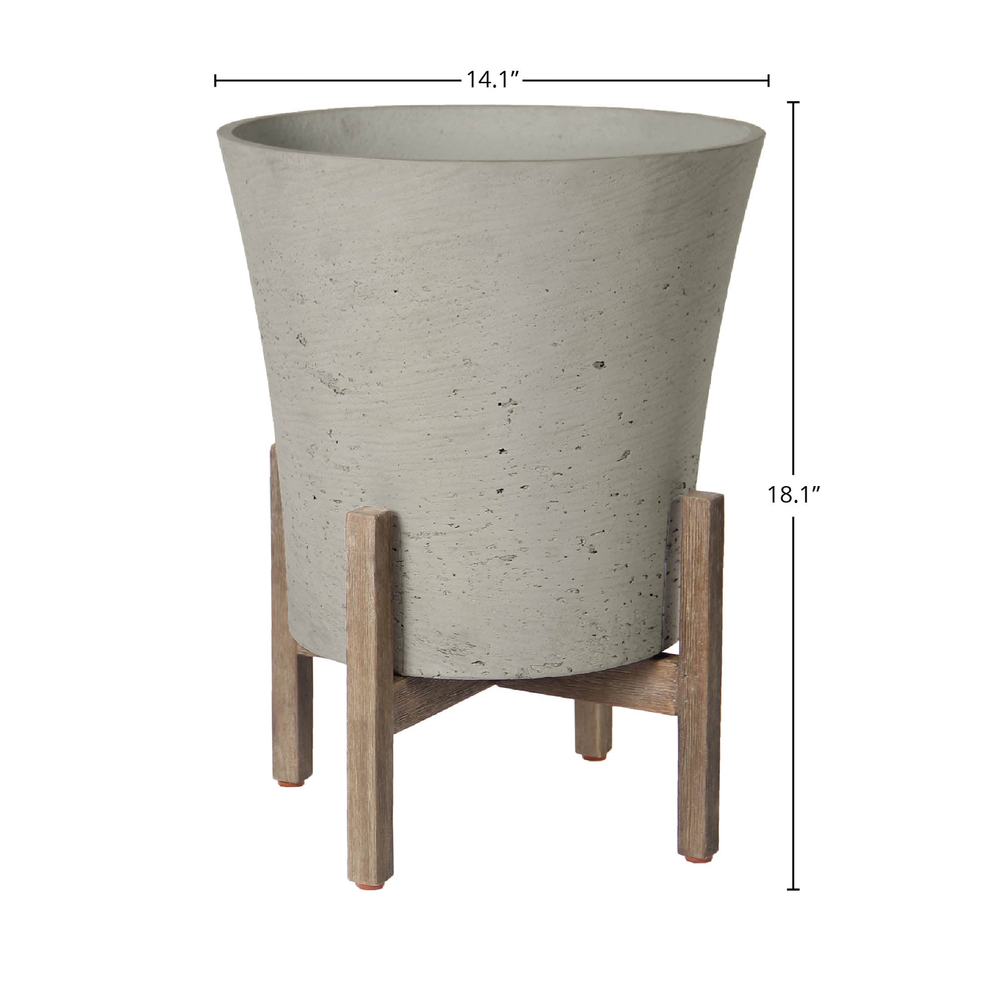 Patio Tapered Medium Standing Pot - Cement Grey