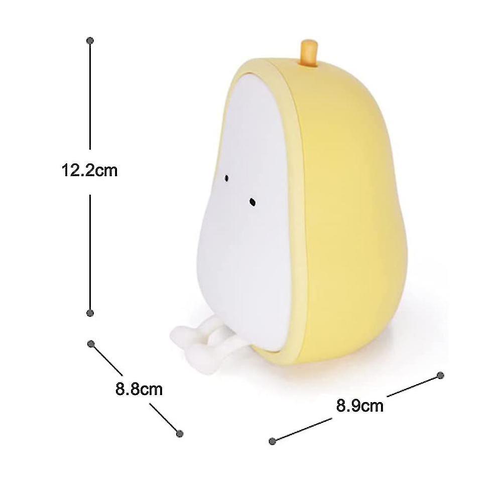 Night Lights For Kids Usb Rechargeable Lamps， Bpa-free Abs+silicone Bedside Lamp For Breastfeeding，color Changing， Yellow Pear