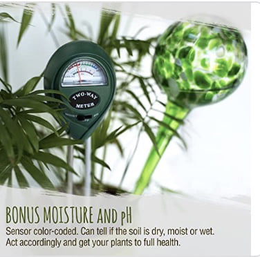 Cotswold Homeware Co Plant Watering Globes - Plant Watering Devices - Plant Watering Bulbs - Self Watering Spikes -Decorative Hand Blown Glass - Watering Bulbs - Free Moisture Meter 4 Large Size