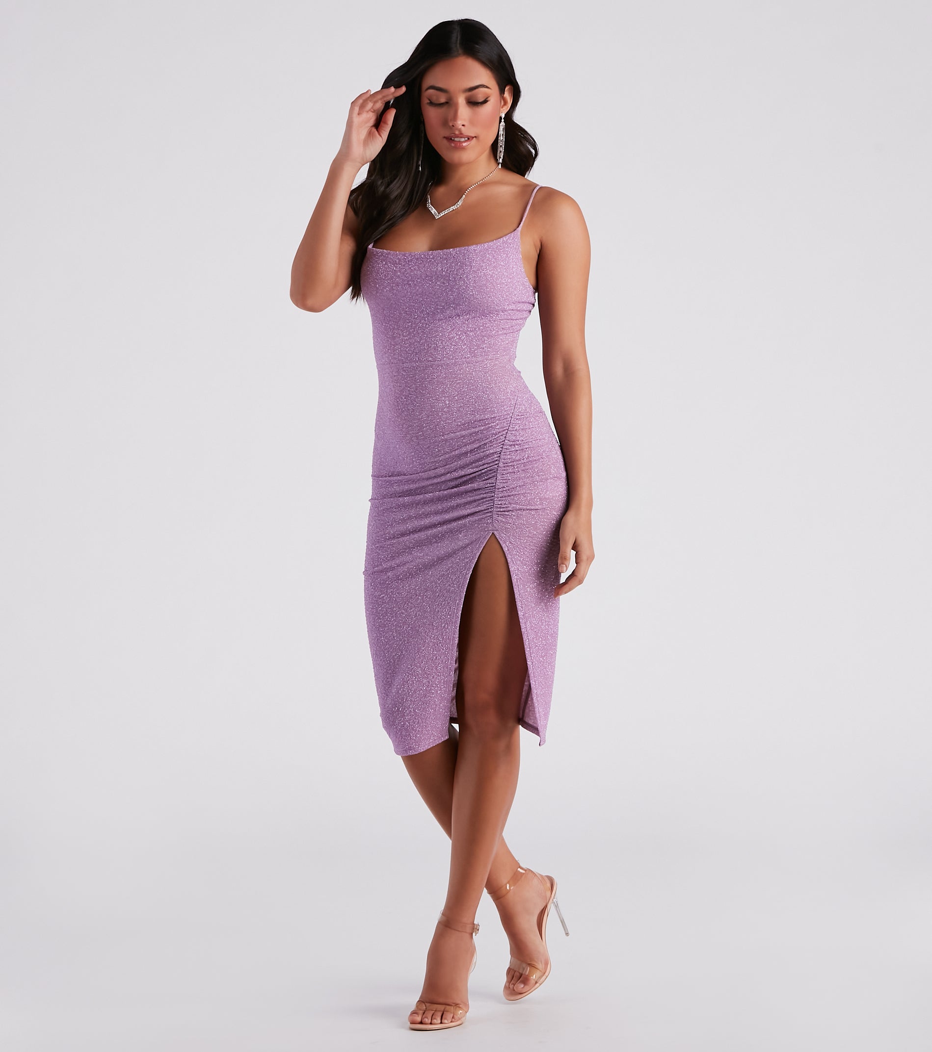 Glitter Queen Ruched Midi Dress