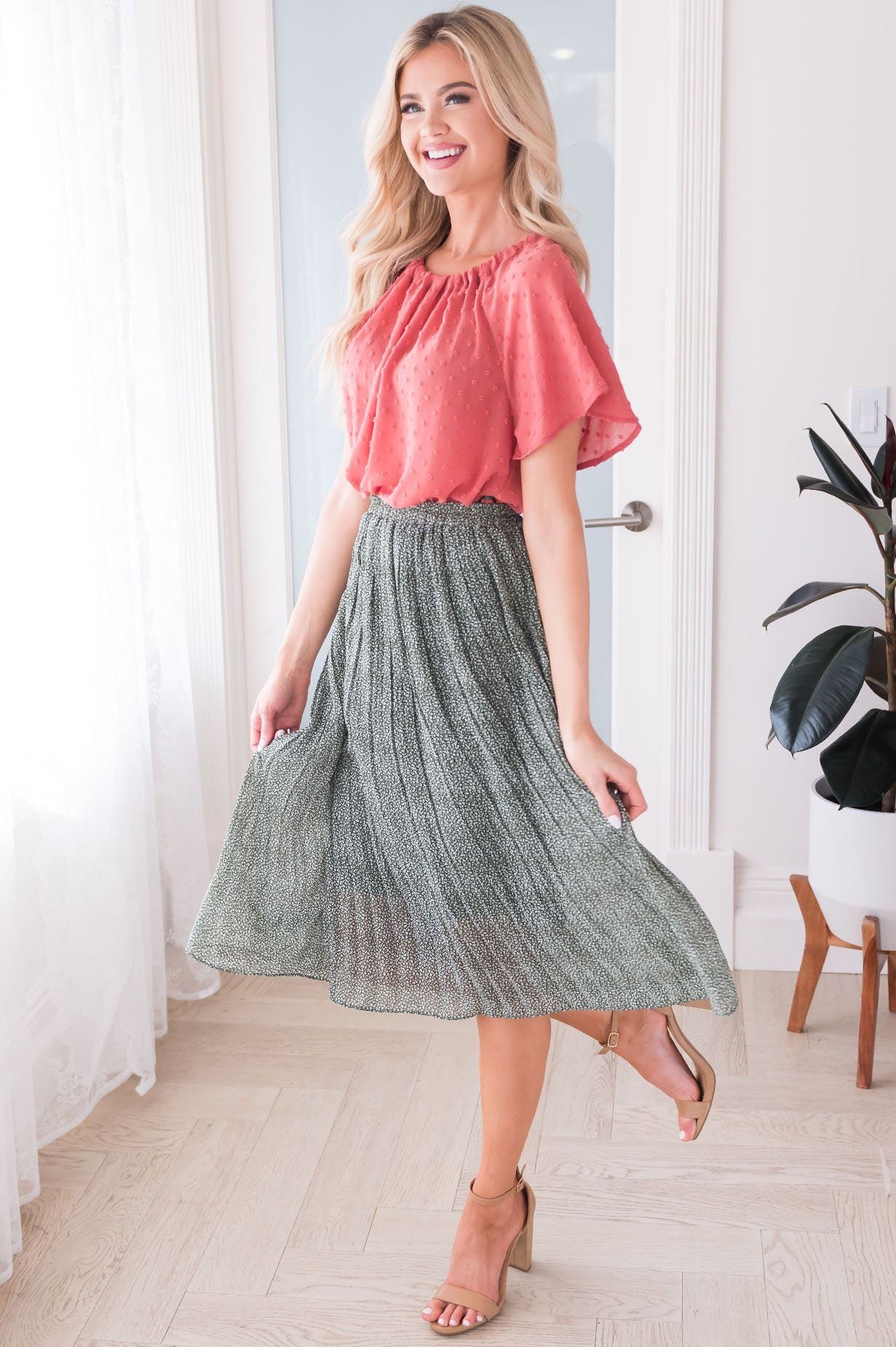 Fall Blooms Modest Pleated Skirt