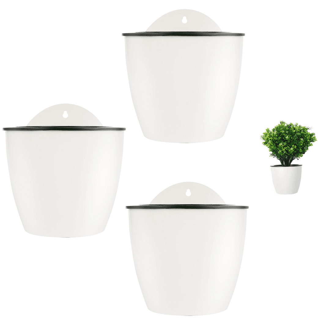 Self-Absorbing Flower Pot 3PCS with Hooks, Hanging Flower Pot, Self-Watering Flower Bucket, Automatic Watering Planter for Balcony, Garden Fence, Wall, Shelf, Home, Office, Cafe, Indoor, Outdoor