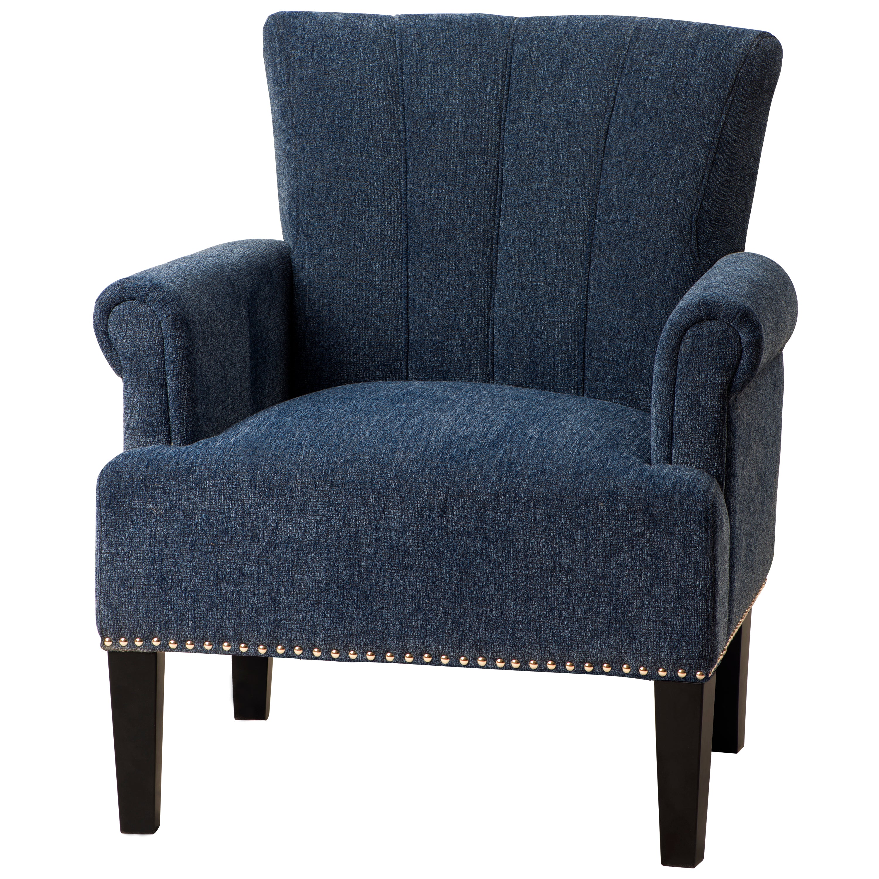 Upholstered Chair Polyester Armchair with Rivet Tufted, Accent Chairs for Bedroom and Living Room