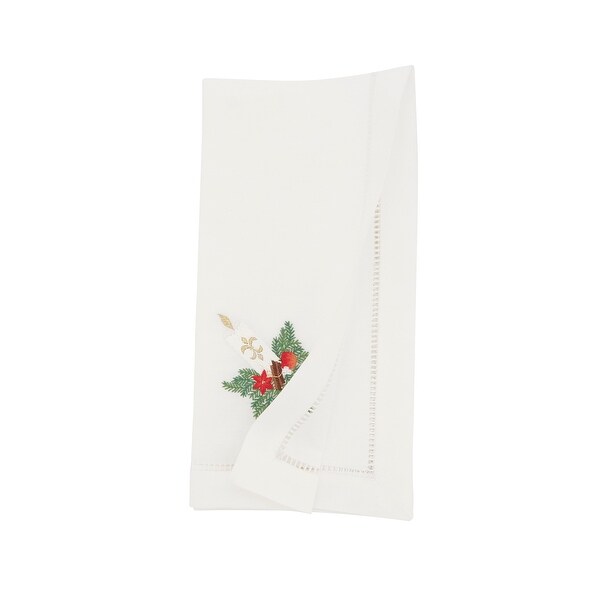 Festive Candle Embroidered Napkin (Set of 6)