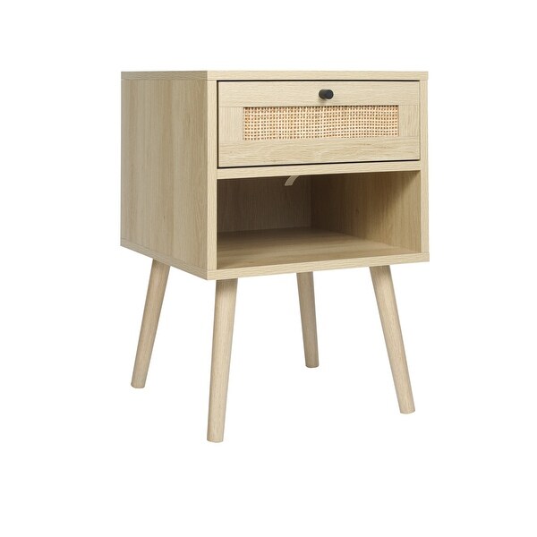 Rattan Nightstands with Rattan-Like Decor Drawer - - 37179233