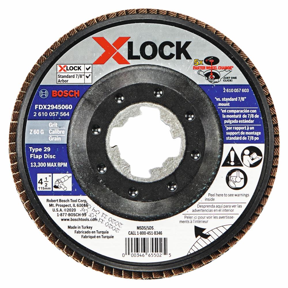 Bosch X LOCK Arbor Type 29 60 Grit Flap Disc 4 1/2