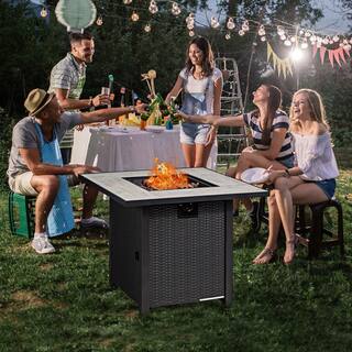 Gymax 30 in. Gas Fire Table 50000 BTU Square Propane Fire Pit Table Patio Yard GYM05887