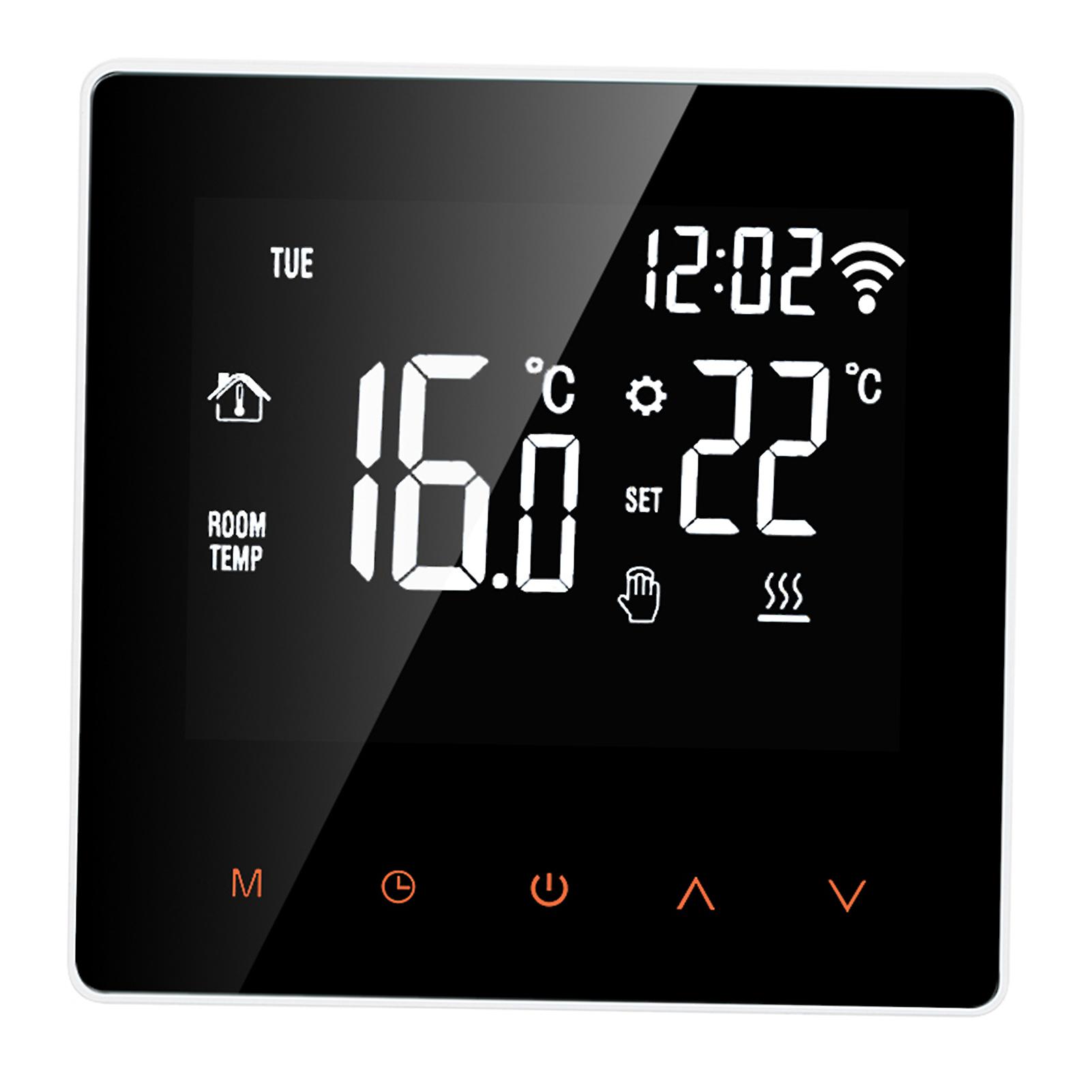 White Wi-fi Wi-fi Smart Thermostat Digital Temperature Controller App Control Lcd Display Touch Screen Week Programmable Electric Floor Heating Thermo