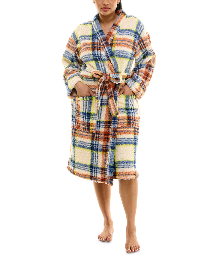 Roudelain Women's Printed Fleece Long-Sleeve Wrap Robe