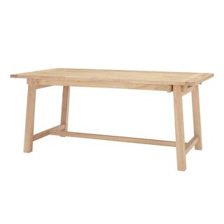 StyleWell Rectangular Trestle Unfinished Natural Pine Wood Table for 6 (68 in. L x 29.75 in. H) T-04