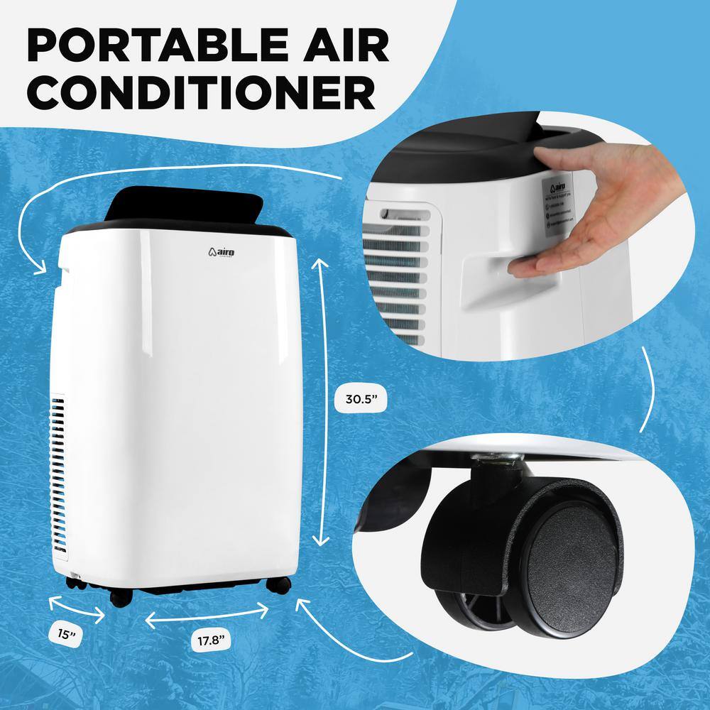 AIRO COMFORT 10000 BTU 115-Volt Portable Air Conditioner Cools 450 sq. ft. with Dehumidifier Function and LCD Remote White AIRO-AirCond-10K