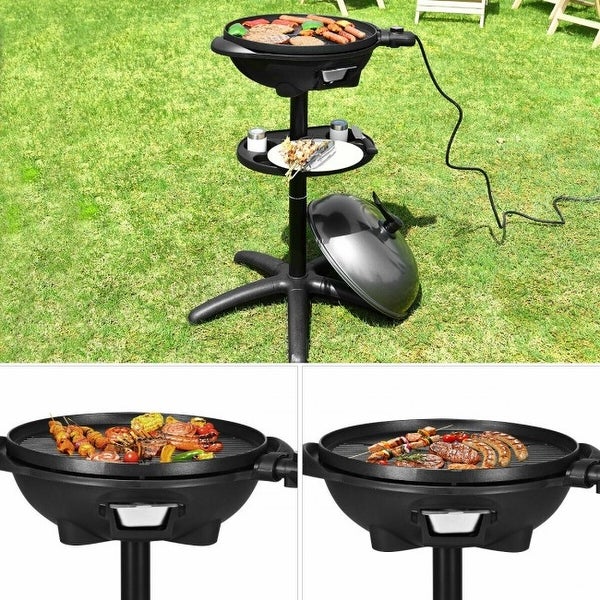 1350 W Outdoor Electric BBQ Grill with Removable Stand - 24.8