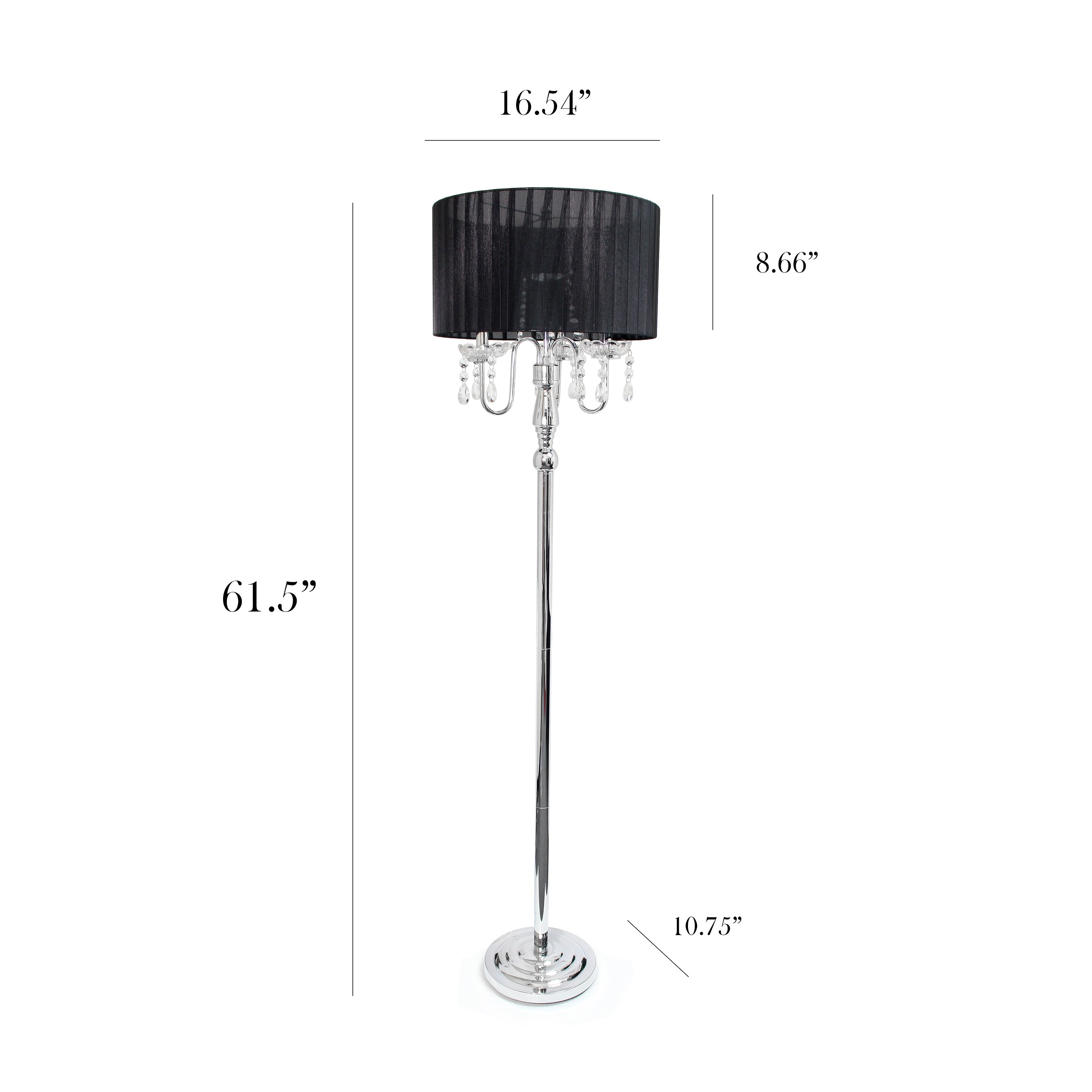 Elegant Designs Trendy Romantic Sheer Shade Floor Lamp with Hanging Crystals