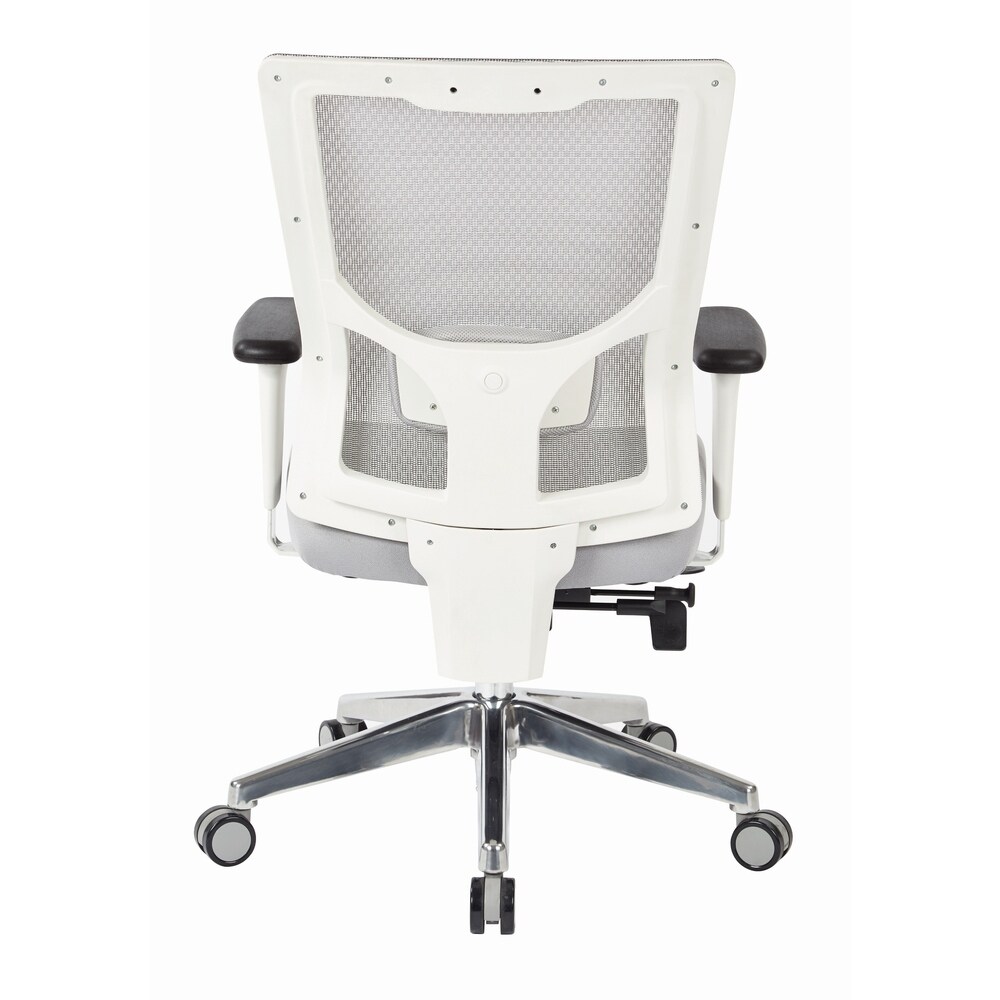 Pro Line White Mesh High Back Office Chair with Seat Slider and Adjustable Arms