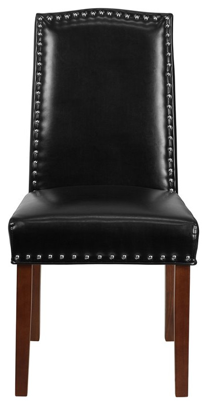 Flash Furniture Parsons Chair With Nail Heads In Black Leather   Contemporary   Armchairs And Accent Chairs   by BisonOffice  Houzz