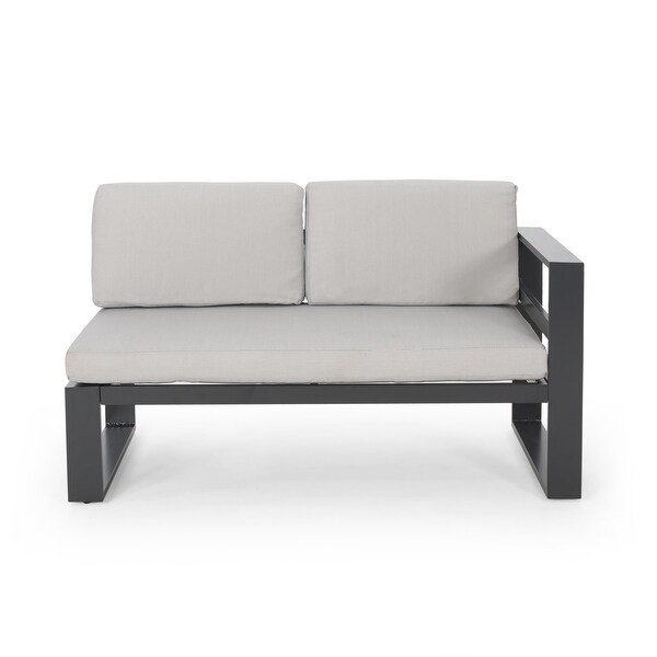 Dursley Outdoor Aluminum Sectional Sofa with Coffee Table by Christopher Knight Home