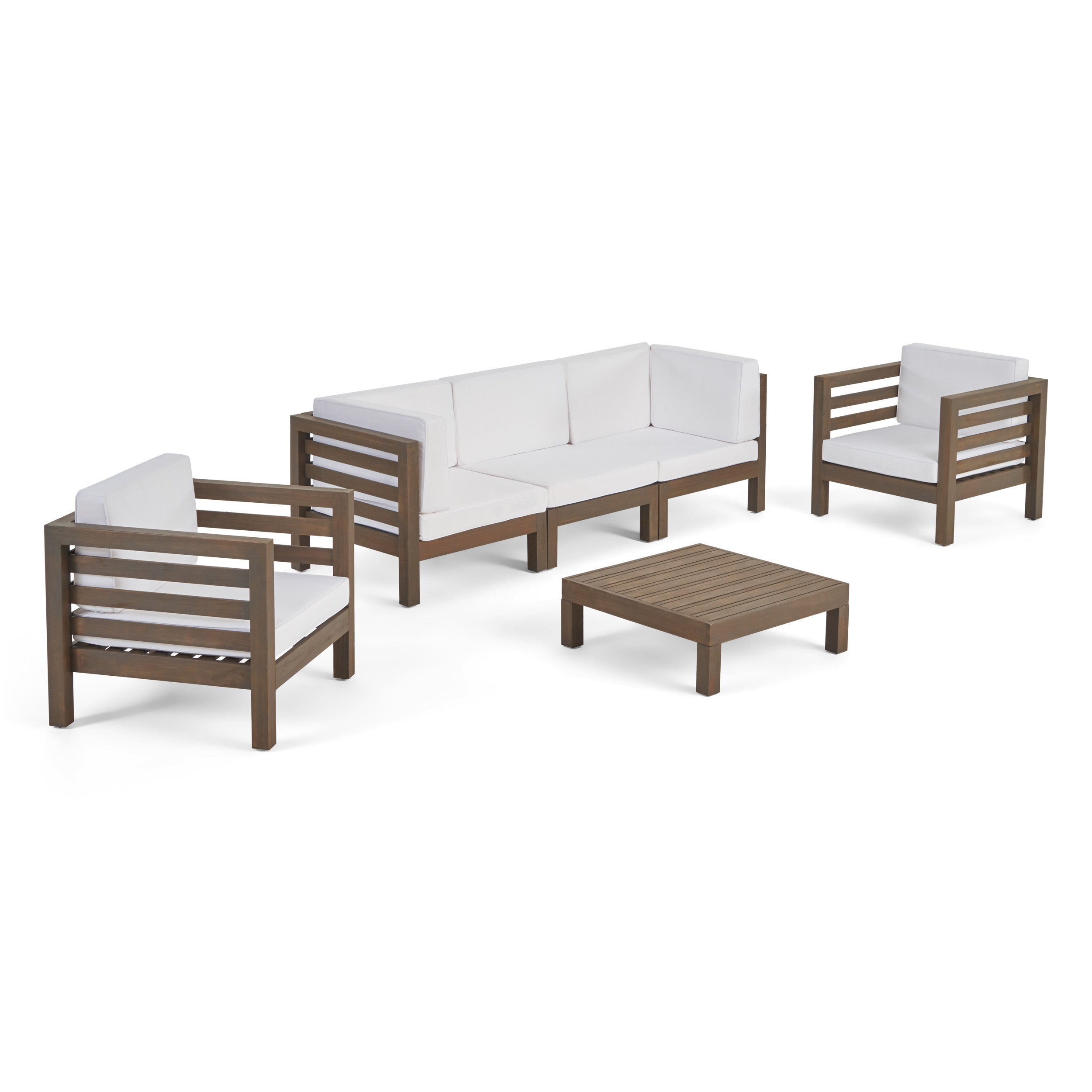 Emma Outdoor 5 Seater Acacia Wood Sofa Chat Set