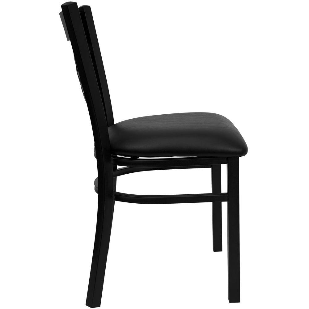 Flash Furniture Hercules Series Black X Back Metal Restaurant Chair with Black Vinyl Seat XU6FOBXBKBLKV