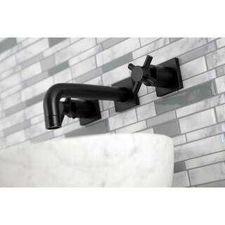 Kingston Brass Concord 2-Handle Wall Mount Bathroom Faucet in Matte Black HKS6120DX