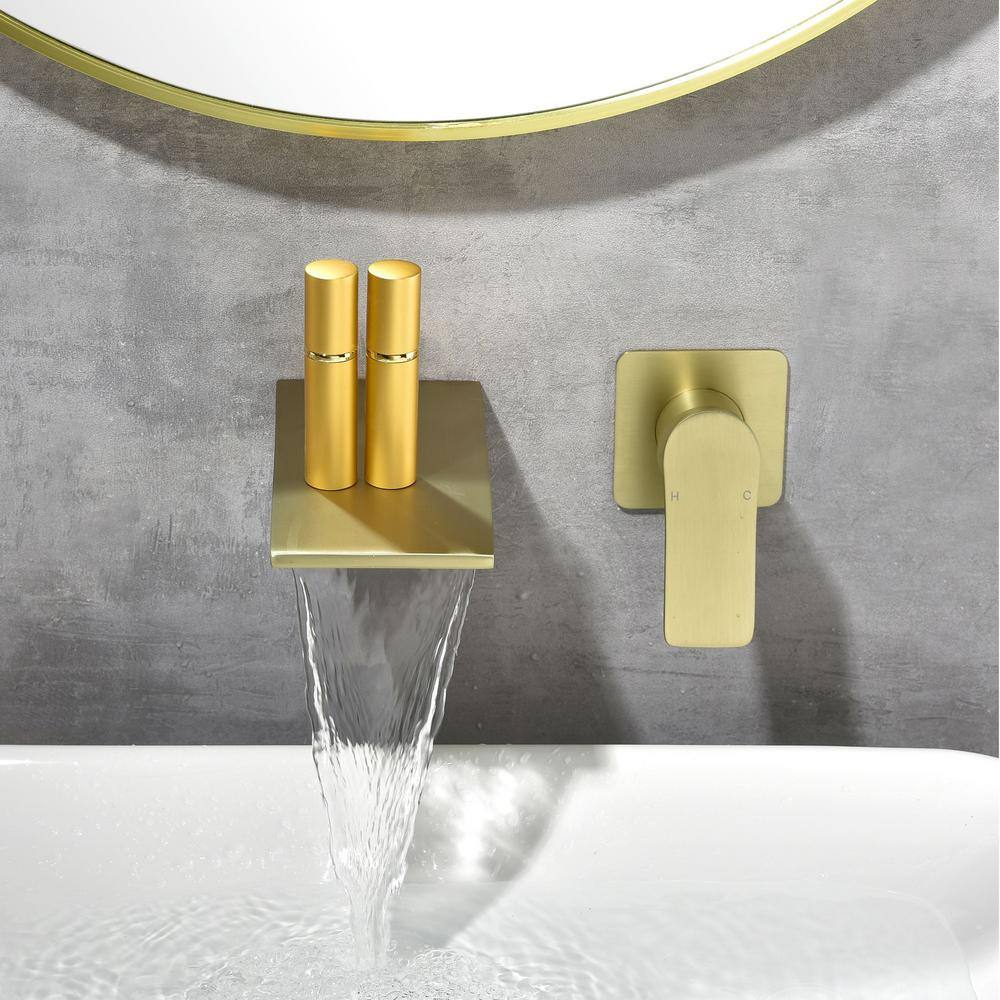 Aurora Decor ABAD Single Handle Wall Mounted Faucet with Valve in Brushed Gold DBFSMDHD2B12BG