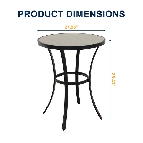 Ceramic Tile Top Iron Frame Outdoor Side Table