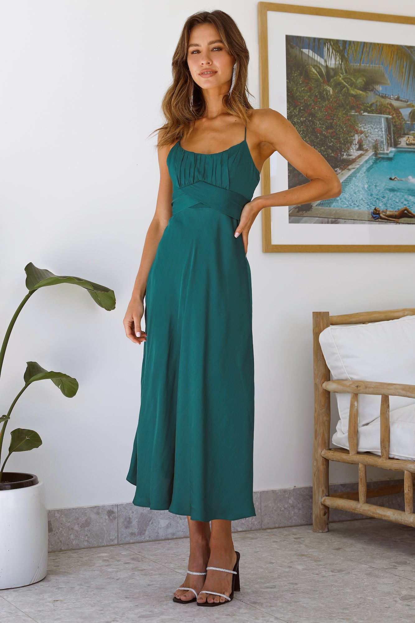 Never Stop Us Midi Dress Forest Green