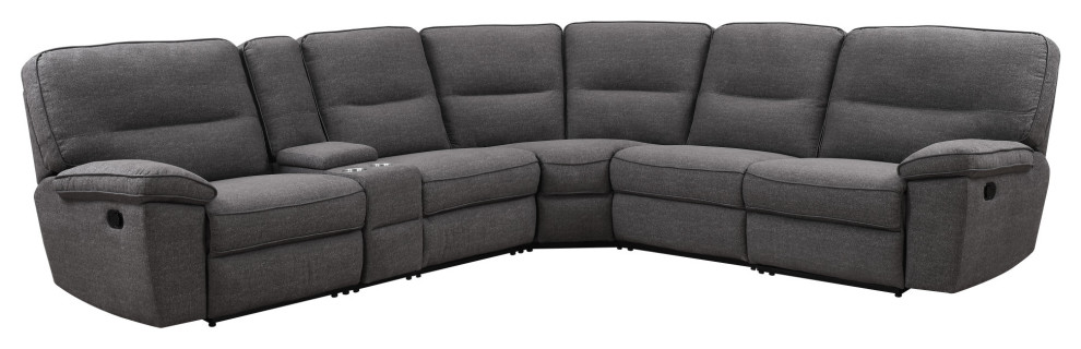 Shannon 6Pc Modular Reclining Sectional Set  Charcoal Gray   Contemporary   Sectional Sofas   by Lorino Home  Houzz