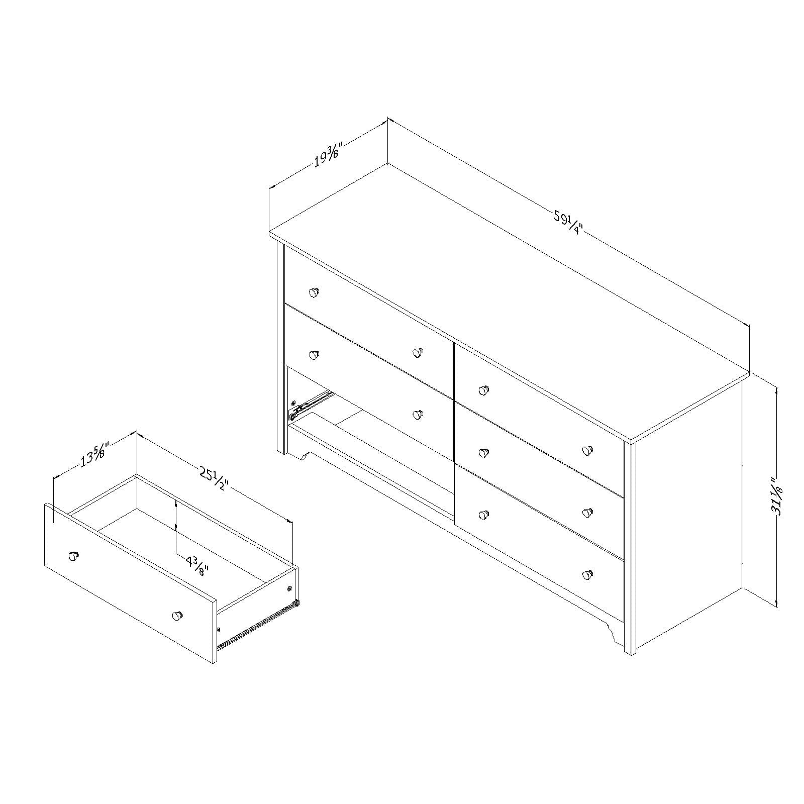 South Shore Vito 6-Drawer Double Dresser, White