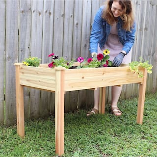 Sunnydaze 27.5 in. Tall Outdoor Wood Elevated Garden Planter Box HB-703