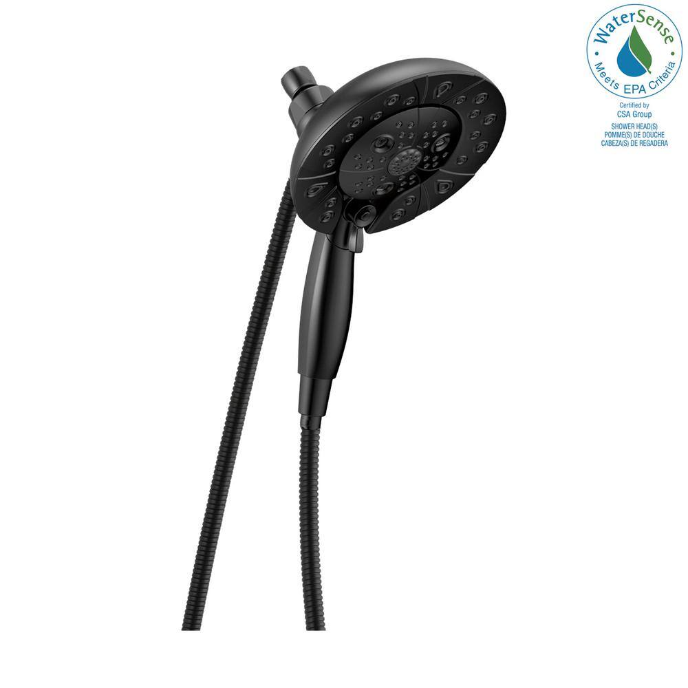 Delta In2ition 5-Spray Patterns 1.75 GPM 6.88 in. Wall Mount Dual Shower Heads in Matte Black 58480-BL-PK