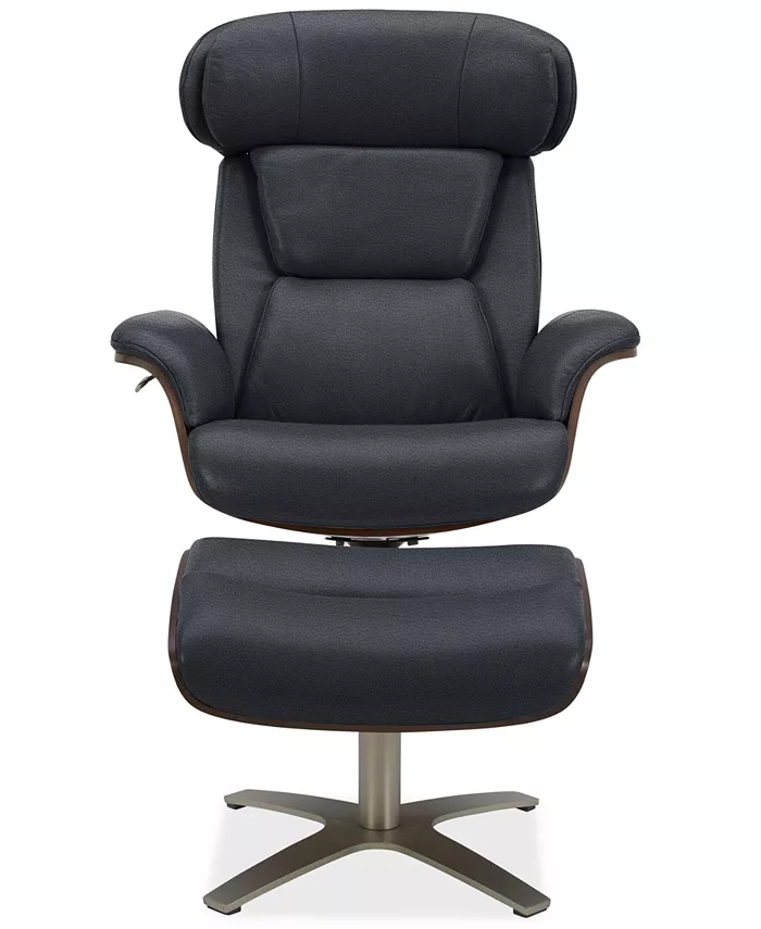 Furniture Janer Leather Swivel Chair and Ottoman Set