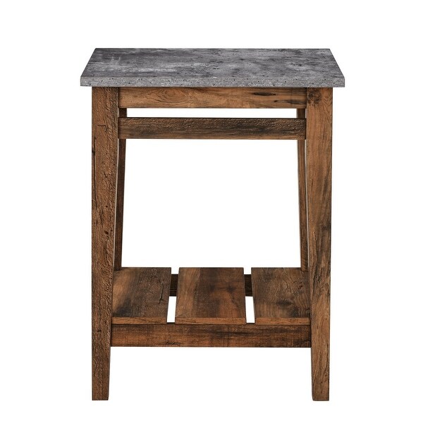 Modern Farmhouse Plank End Table， Dark Concrete