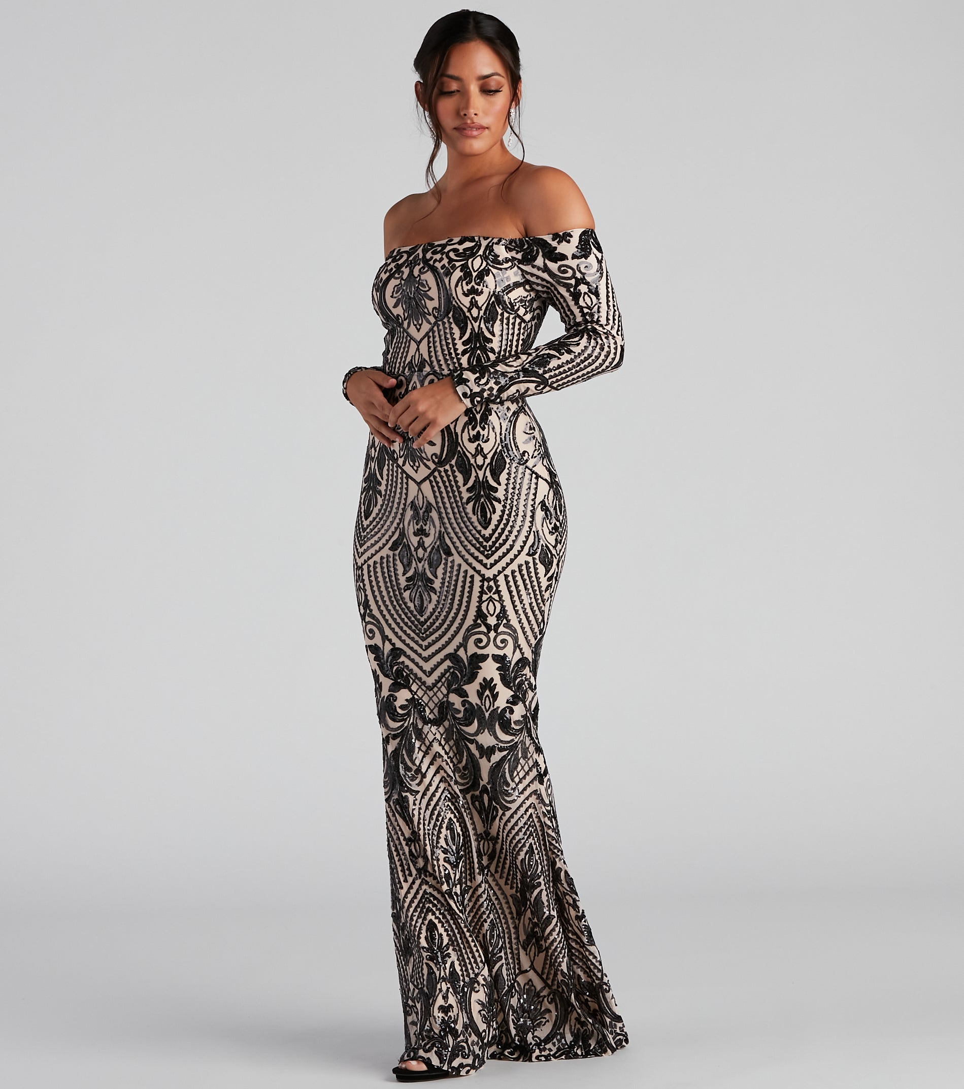 Paityn Formal Off-The-Shoulder Sequin Dress