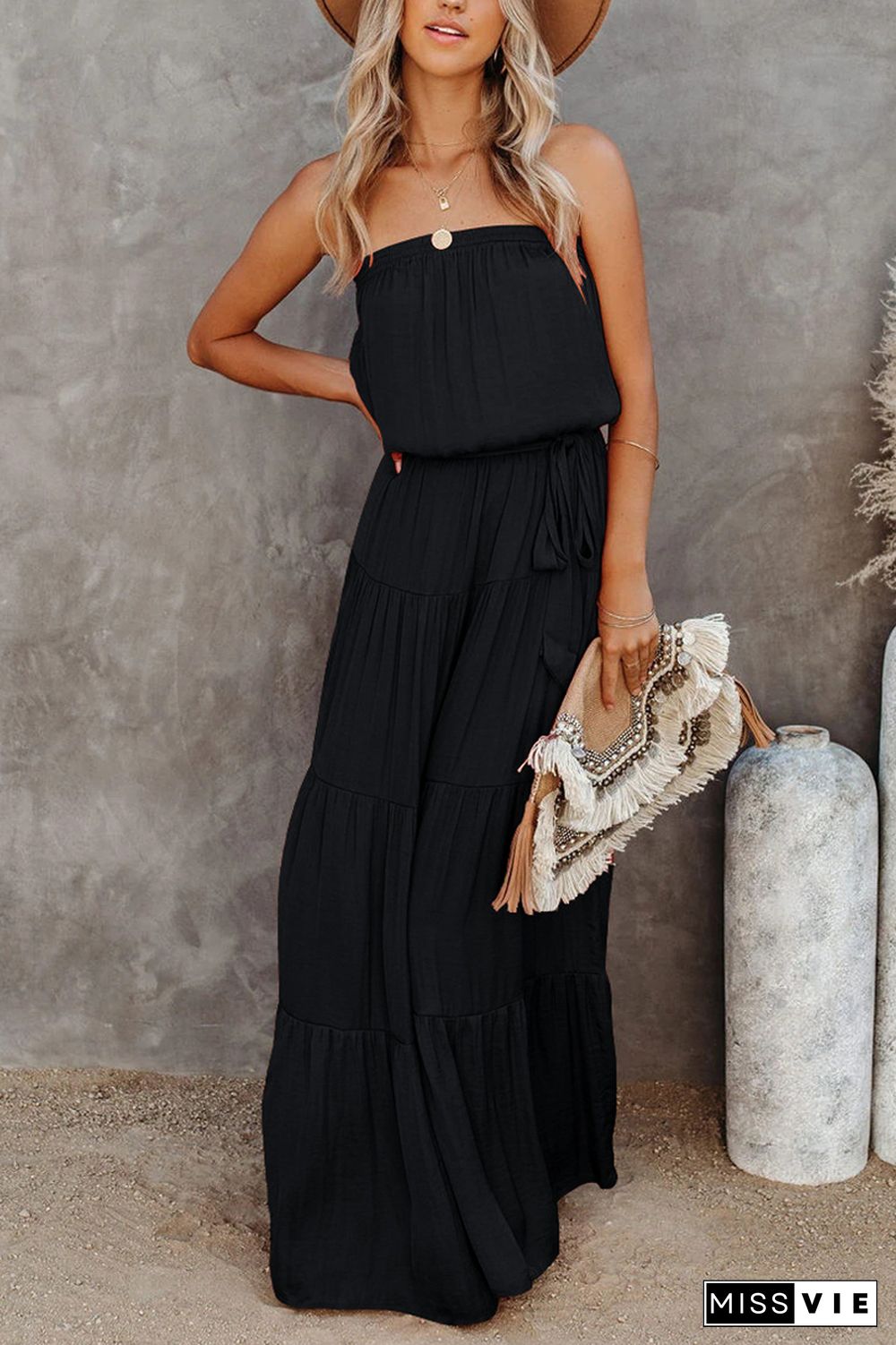 KarliDress Free Falling Strapless Tiered Maxi Dress P12552