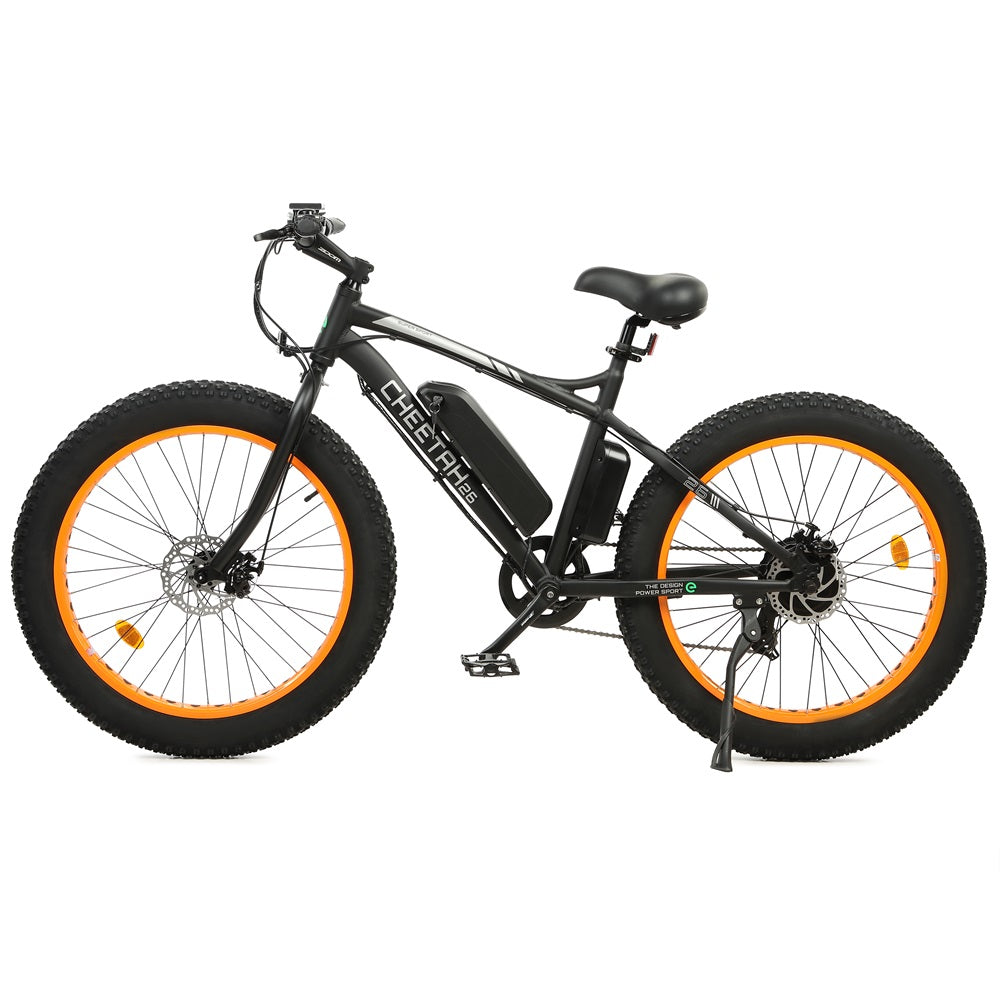 Ecotric Cheetah All Terrain Anti-Skid Fat Tire Beach Snow Electric Bike w/ 500W Brushless Motor For Long Lifespan, Dual Disk Brakes For Safety and Powerful Braking