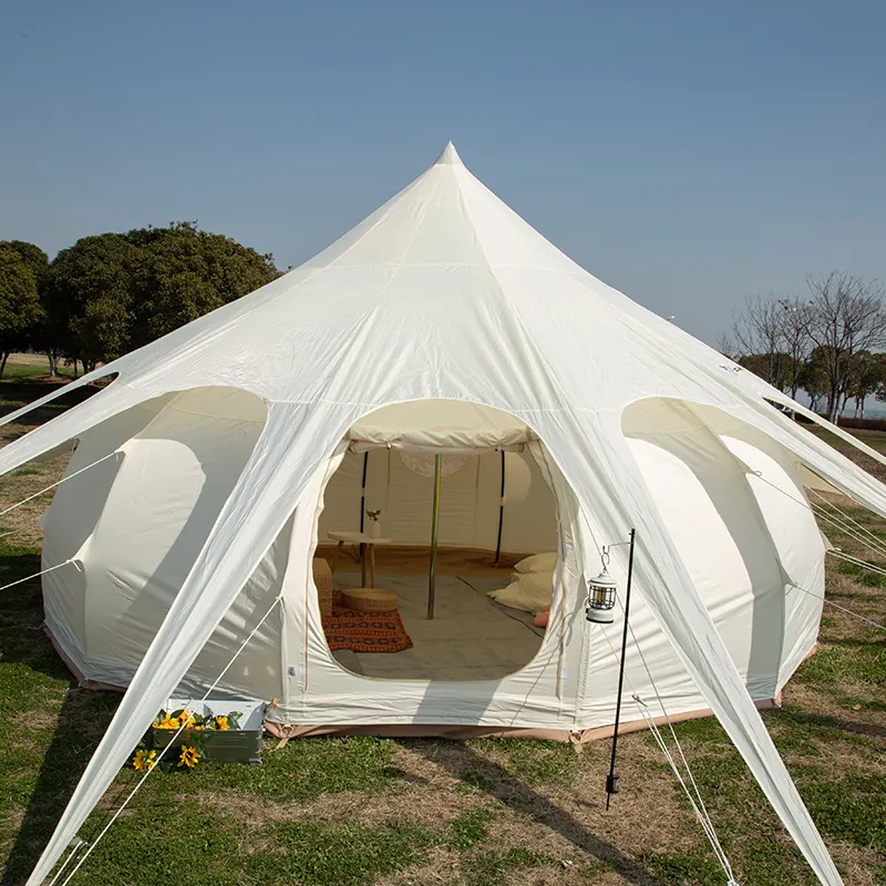 camping luxury safari hotel star tent with cover cotton canvas khaki waterproof star gazer tent for family camping parties event