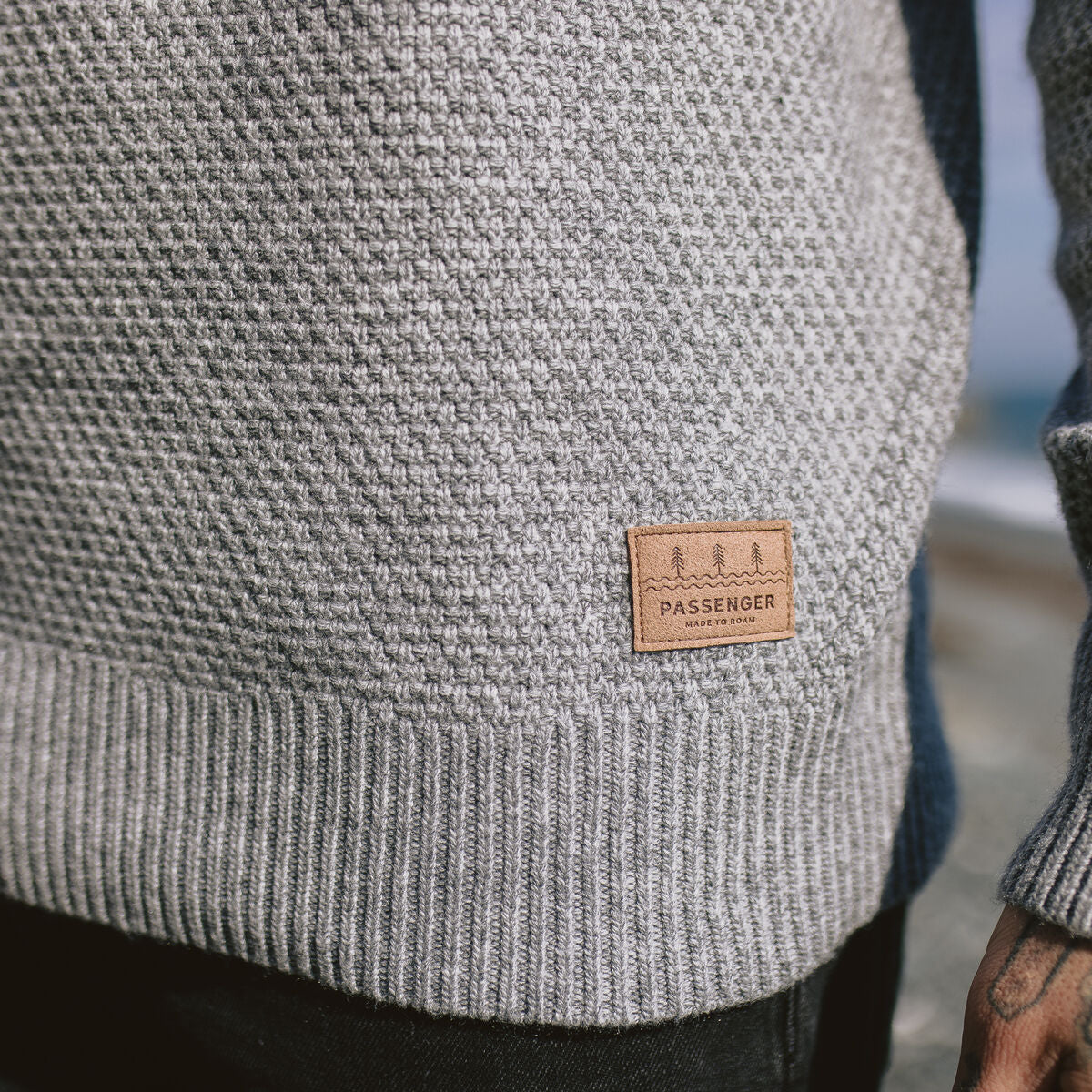 Davis Knitted Jumper - Storm Green/ Grey Marl