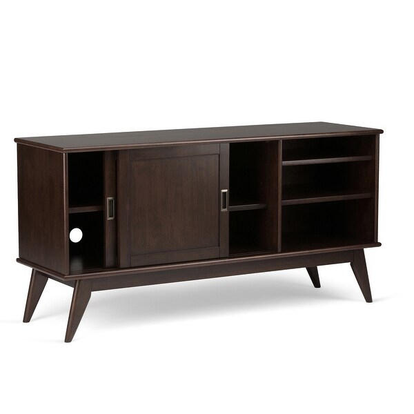 WYNDENHALL Tierney SOLID HARDWOOD 60 inch Wide Mid Century Modern TV Media Stand For TVs up to 65 inches - 60