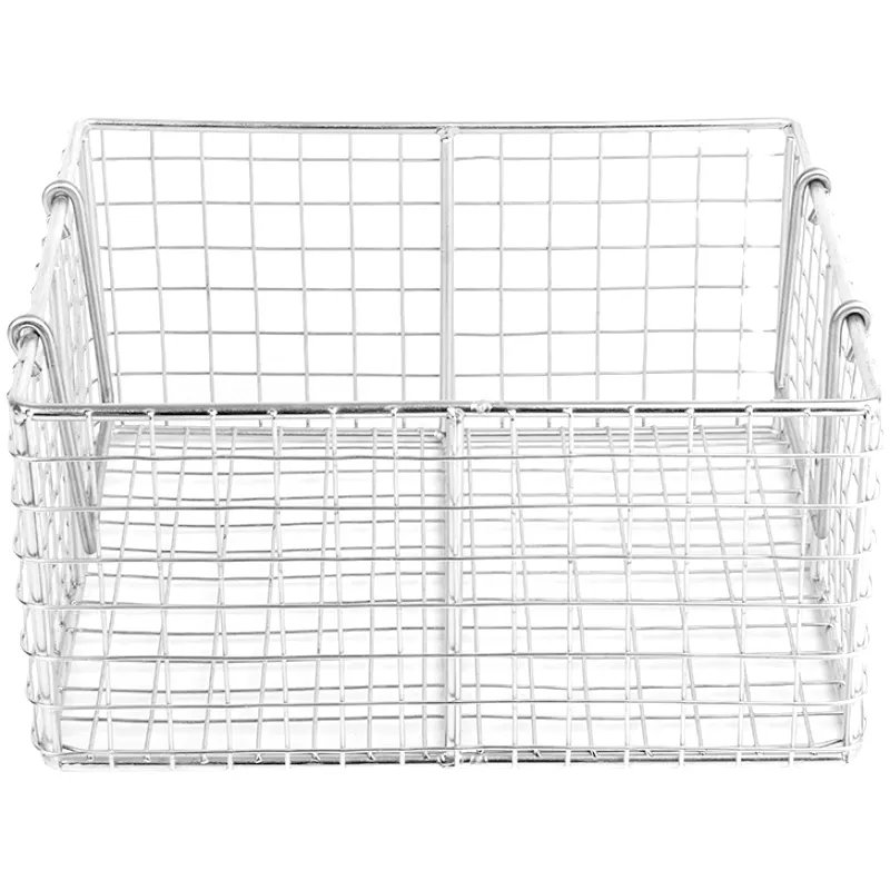 Wholesale Stainless Steel Wire Basket Kitchen Storage Metal Mesh Picnic Basket for Camping   Hiking