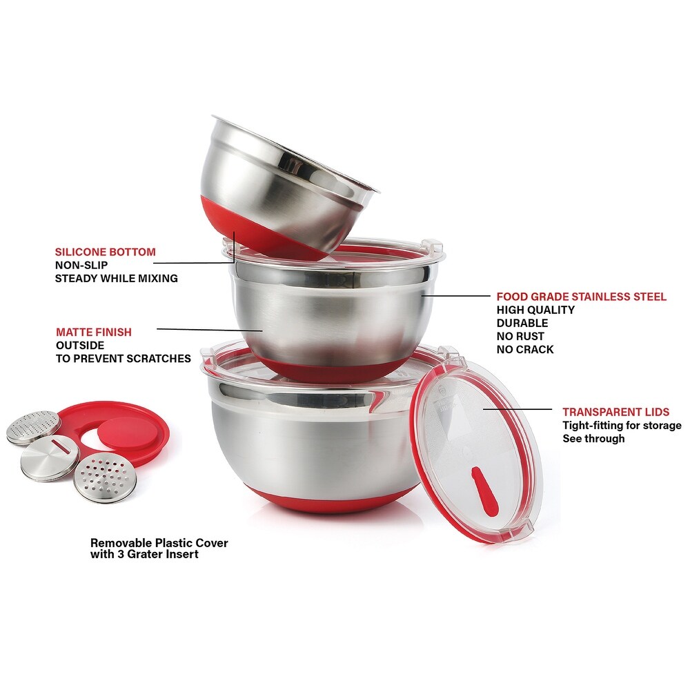 Gourmet Edge   Stainless Steel Mixing Bowls w/ See through Air tight Lids