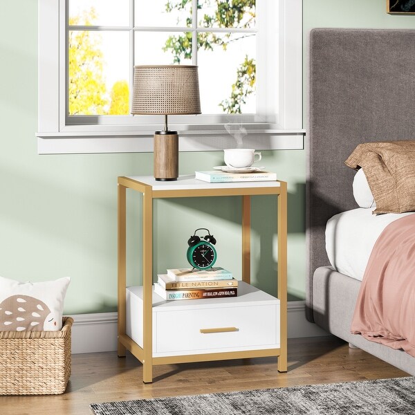 Nightstands，Bedside Table End Table Side Table with Drawers and Storage Shelf - - 33503761