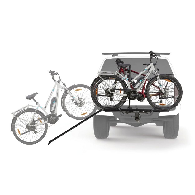 Yakima Onramp 1 25 Inch Ebike Hitch Mounted Bike Rack Holds 2 Bicycles Up To 66 Pounds Each Compatible With Yakima Backswing And Straightshot Black