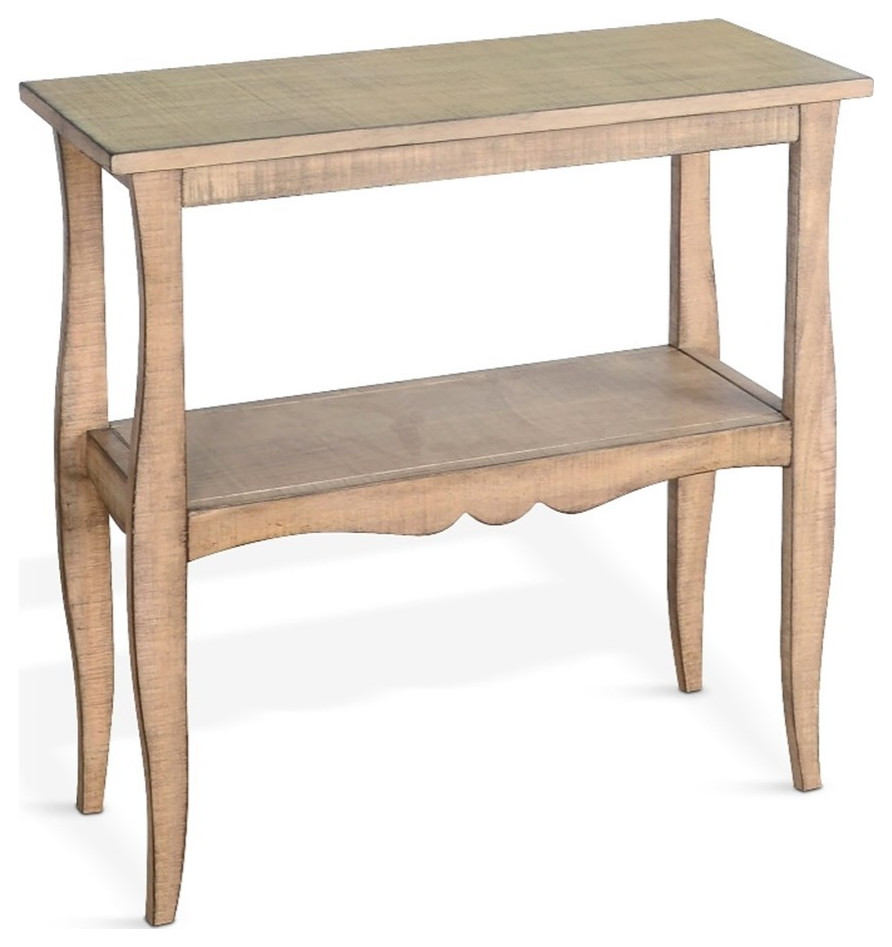 Pemberly Row Marina Oak Beach Pebble Solid Wood and Veneers Side Table   Farmhouse   Side Tables And End Tables   by Homesquare  Houzz