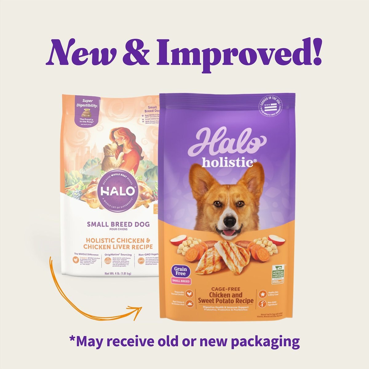 Halo Holistic Complete Digestive Health Grain-Free Chicken and Sweet Potato Dog Food Recipe Small Breed Dry Dog Food