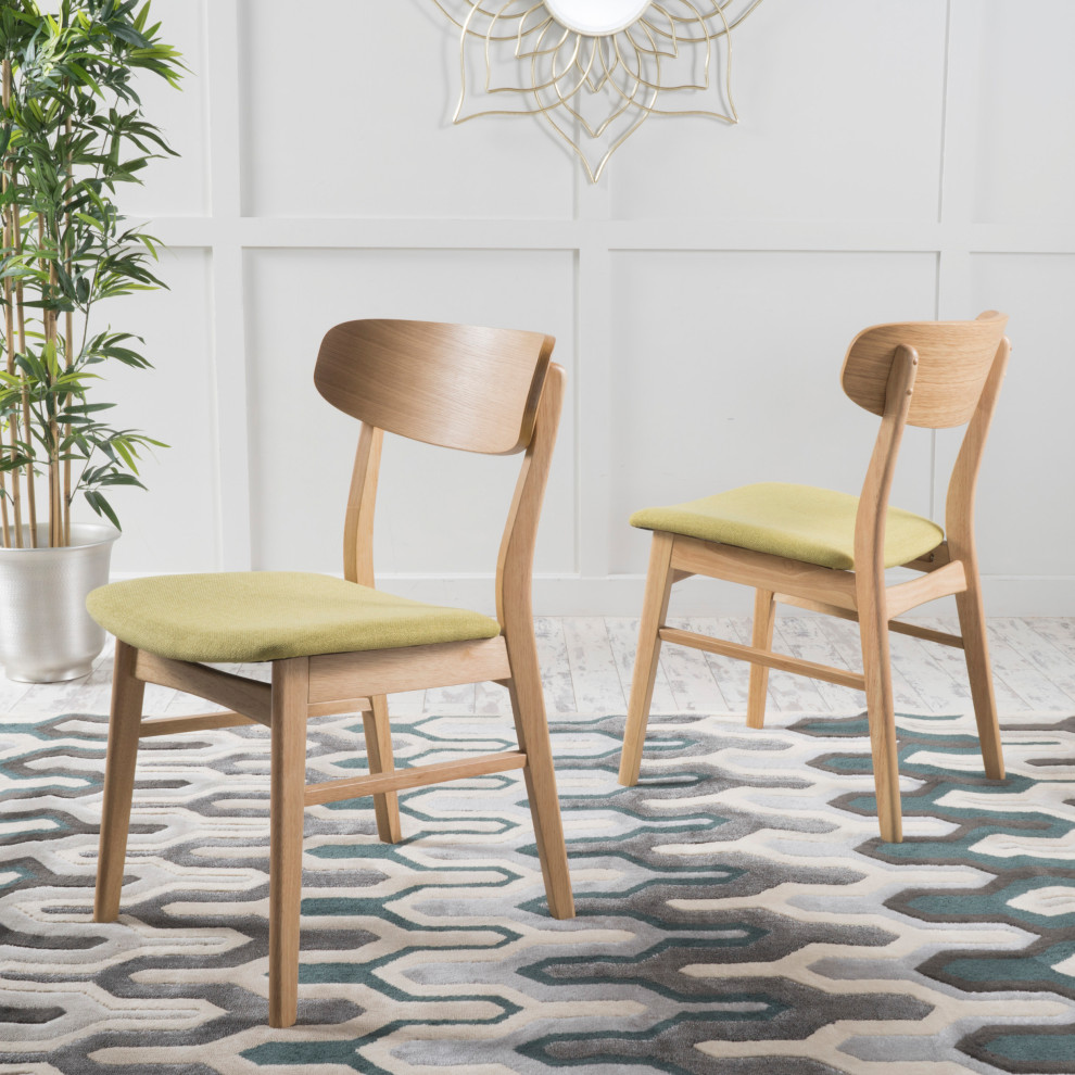 GDF Studio Lucille Fabric/ Wood Finish Dining Chair  Set of 2   Midcentury   Dining Chairs   by GDFStudio  Houzz