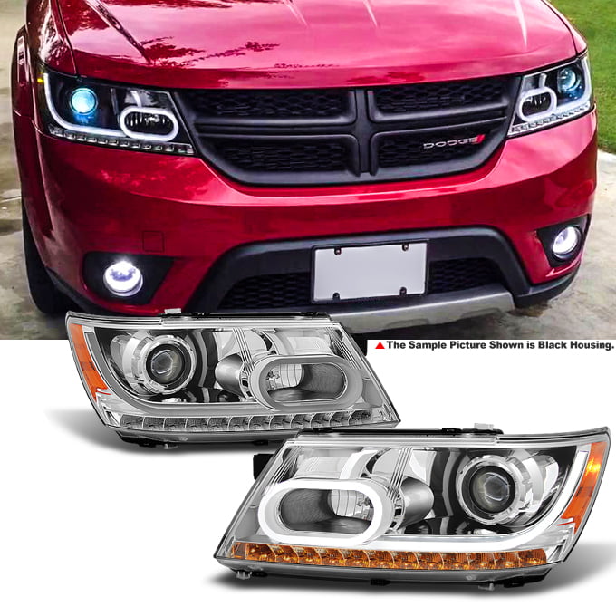 Fit 2009-2020 Dodge Journey DRL Light Tube LED Signal Projector Headlights Pair